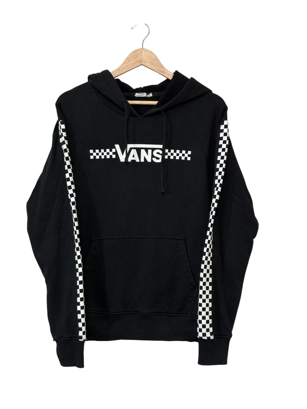 VANS Classic Checkered Fleece Pullover Hoodie Black Unisex Regular Size L